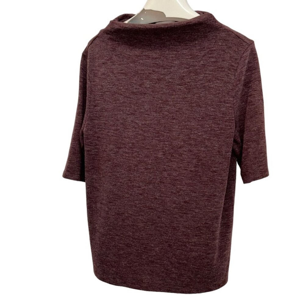 leith anthropologie plum heather high neck Fall 3/4 sleeve top S